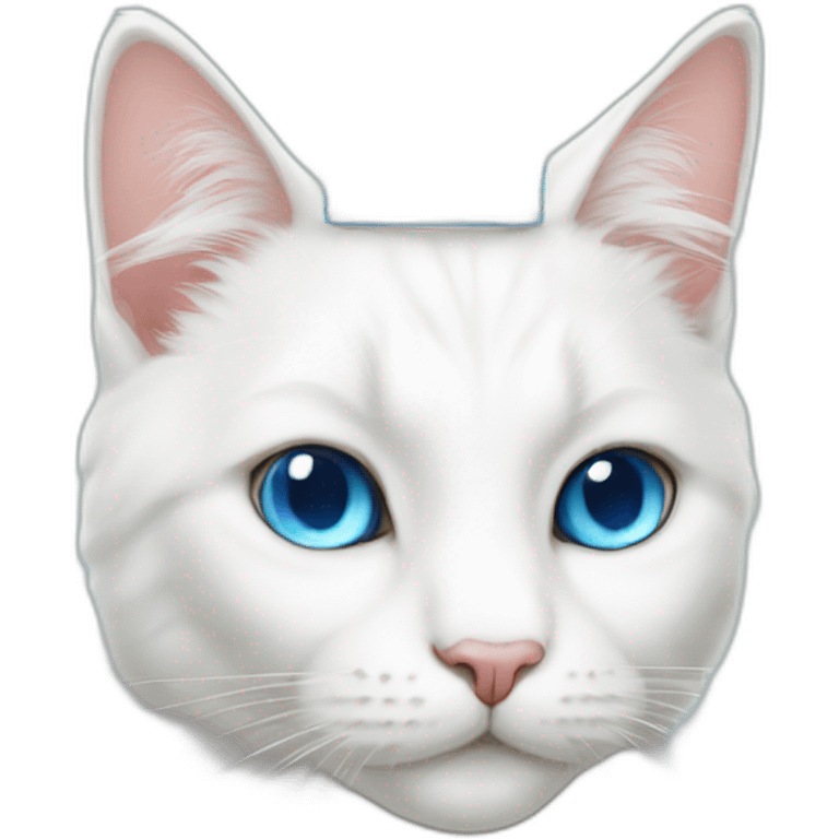 White cat with blue eyes and crown bday emoji