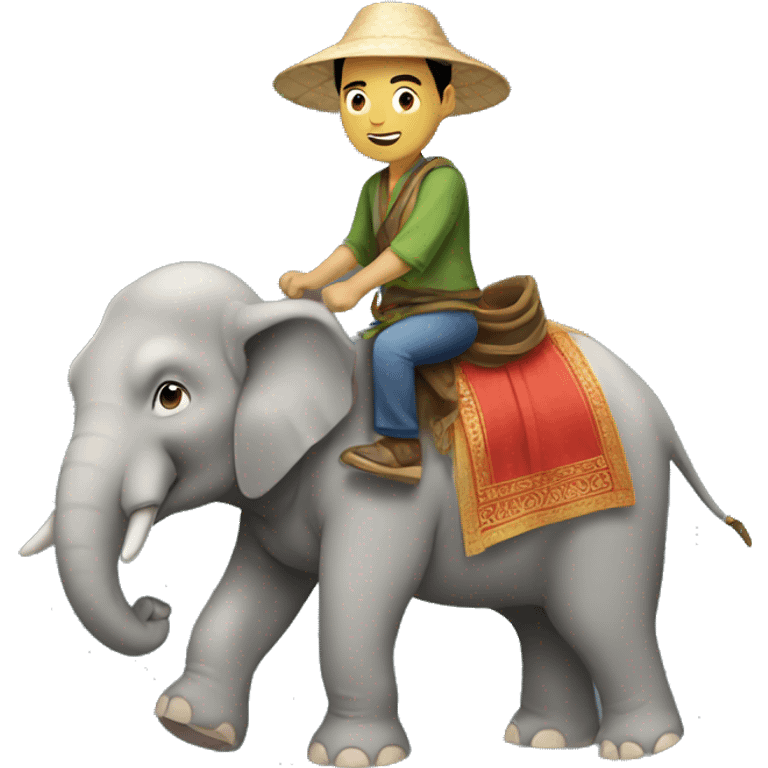 Asian man riding an elephant  emoji