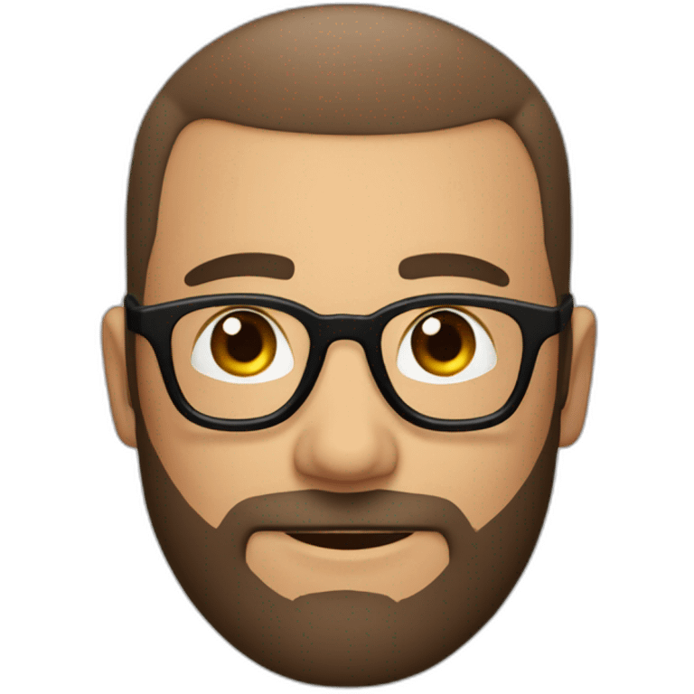 beard and buzzcut hair, brown male focus with glasses  emoji