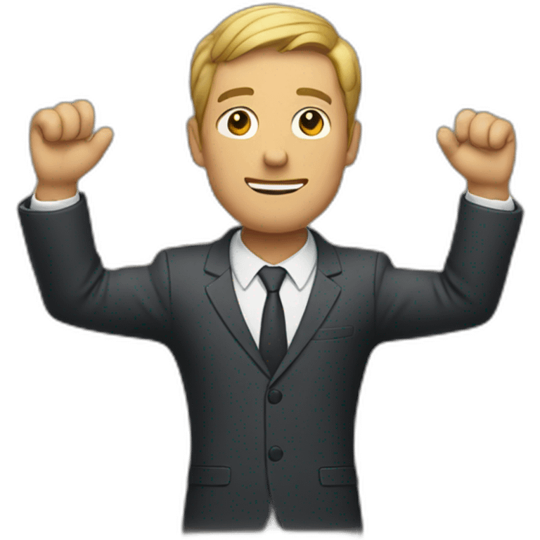 man in suit holding out his arms emoji