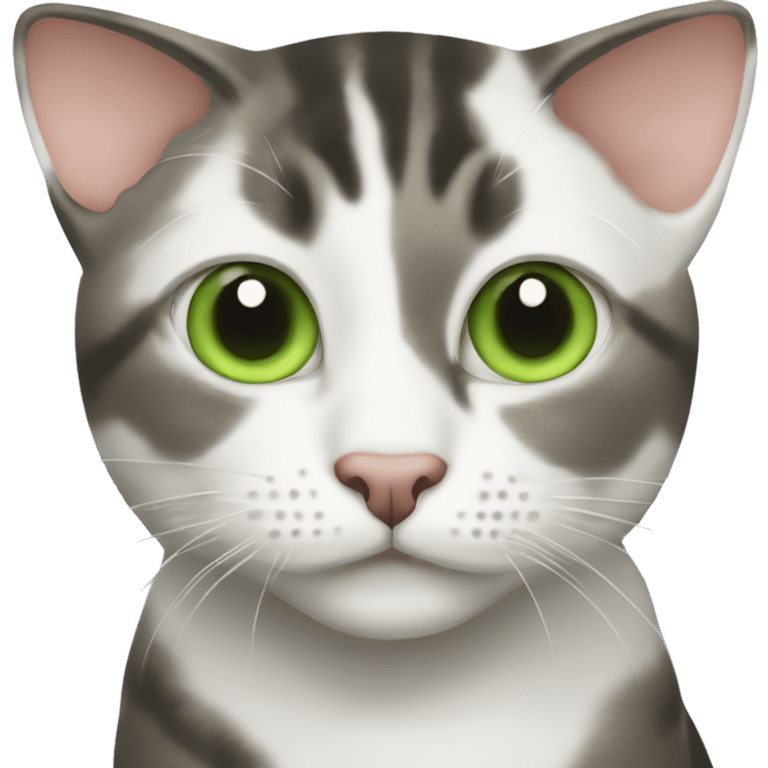 piebald tabby cat with green eyes emoji