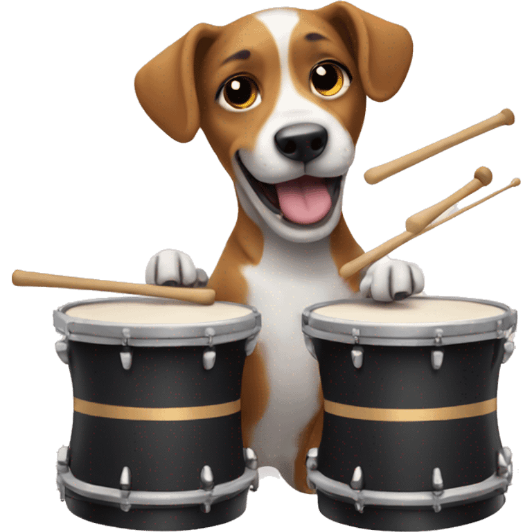 Dog playing drums emoji