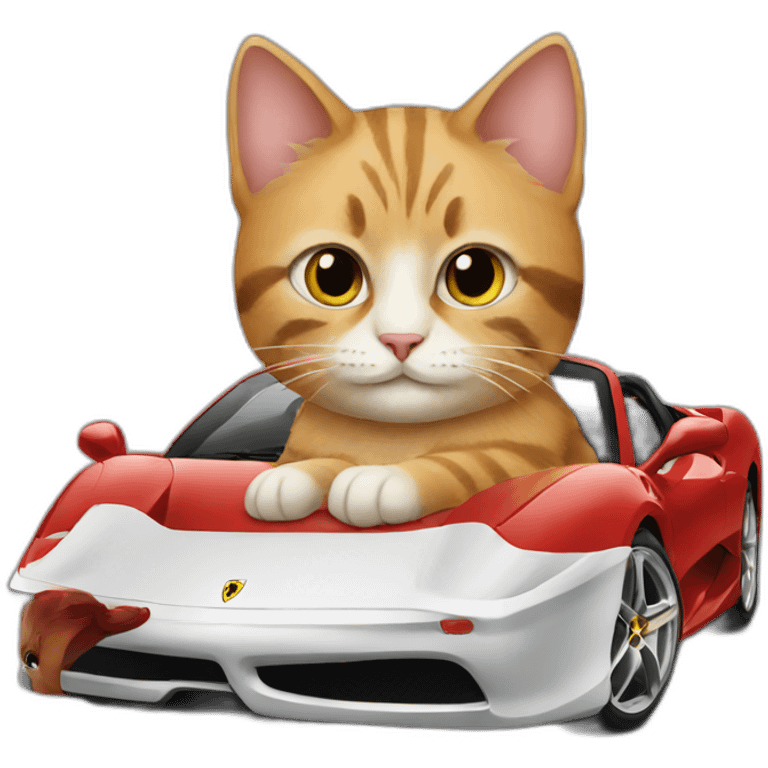 Cat drives a Ferrari emoji