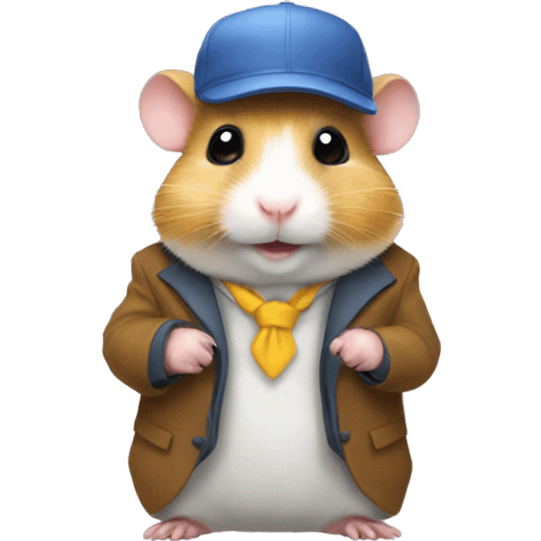 a hamster with suit and it has a cap emoji