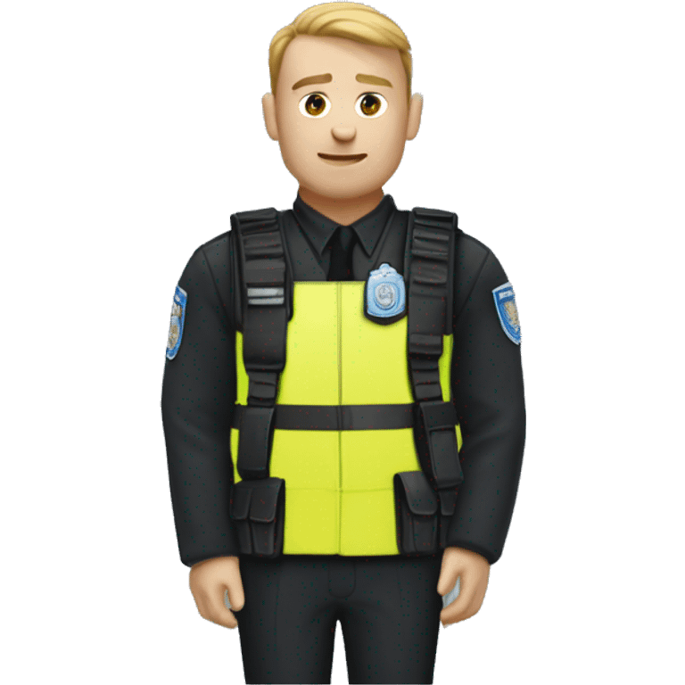 policeman black bullet proof vest helmut lang emoji