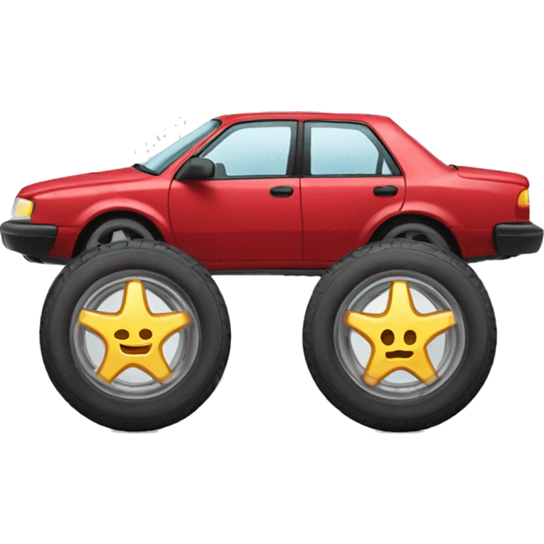 Car with tire that has no air emoji