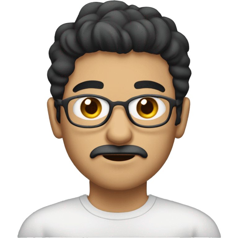 dark hair dark eyes man with short mustache working on a laptop emoji