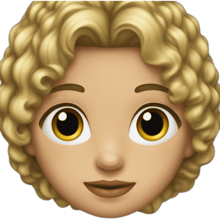 Niña de pelo rubio oscuro rizado emoji