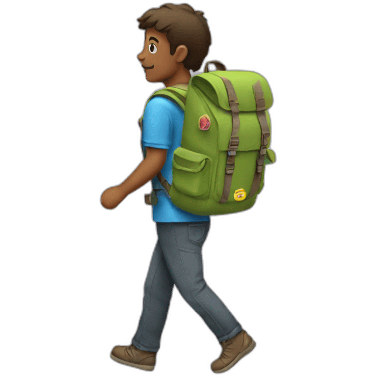 backpack walking in the world emoji