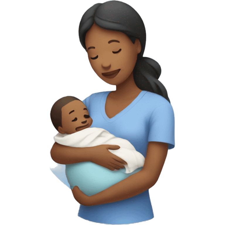 Mom holding newborn baby emoji