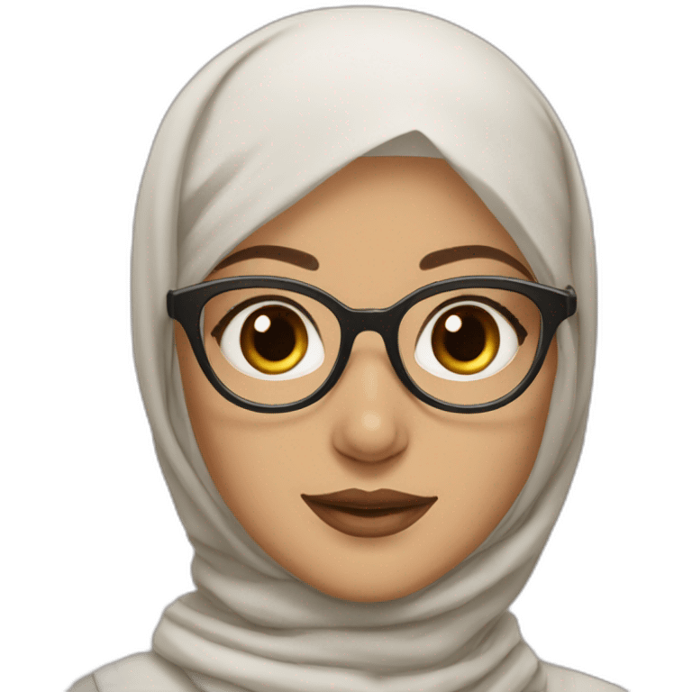 Hijabi white skinned girl brown eyes wearing round glasses emoji