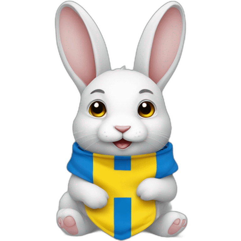 rabbit in a Ukrainian flag emoji