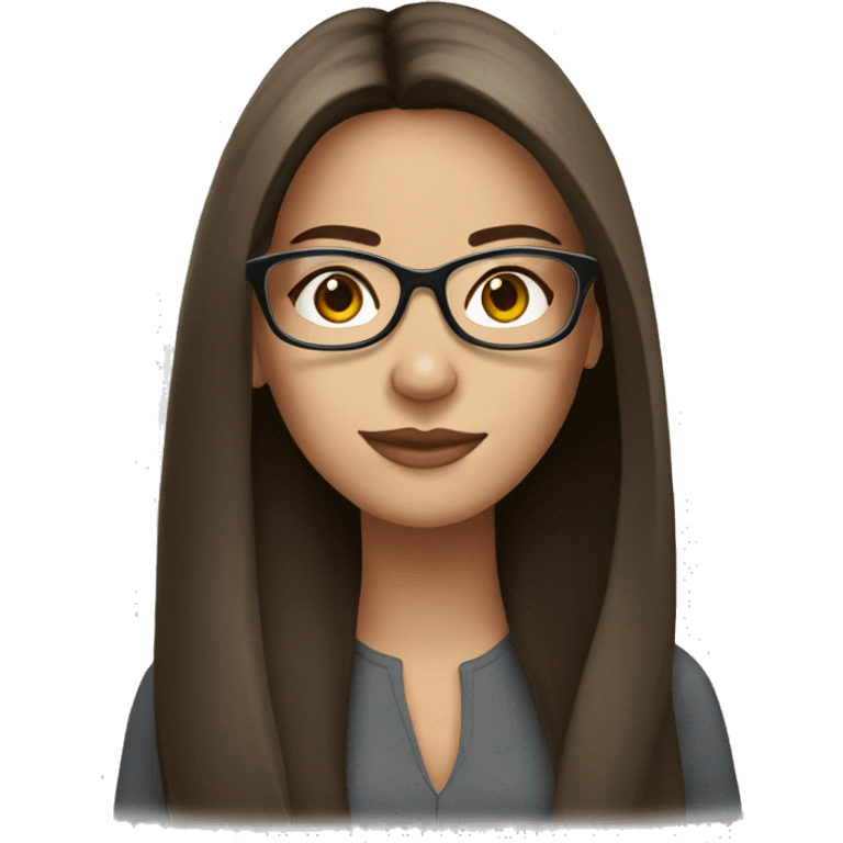 Beautiful brunette straight long hair with white frame glasses emoji