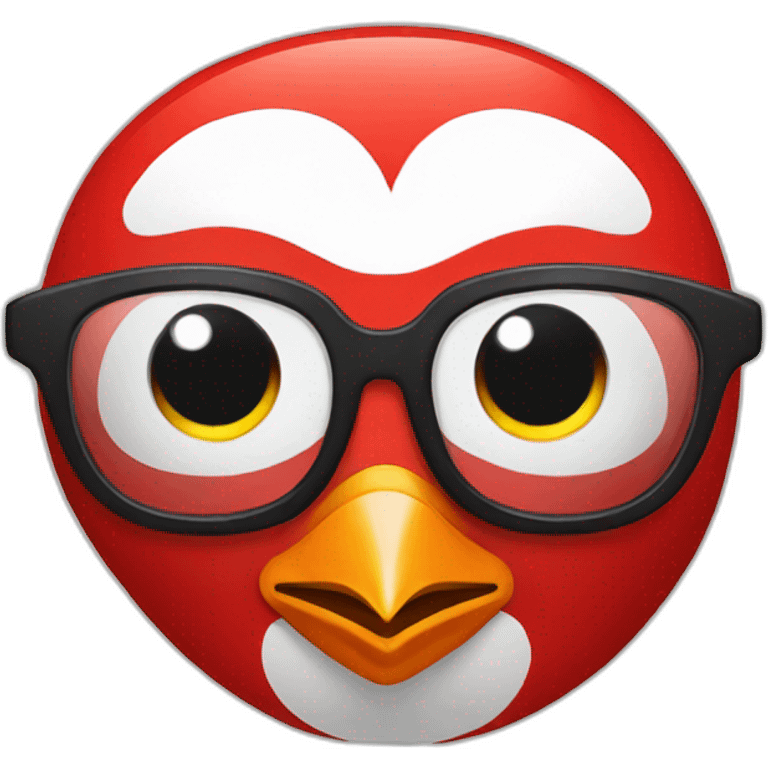 Red penguin with glasses emoji