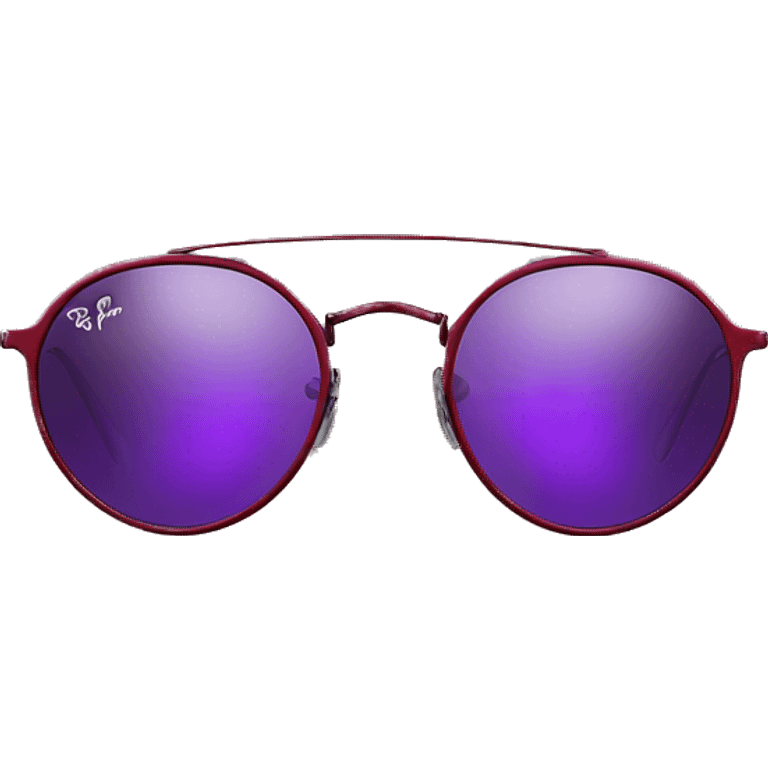 dark red  ray ban round metal sunglasses  with purple frame front view  emoji