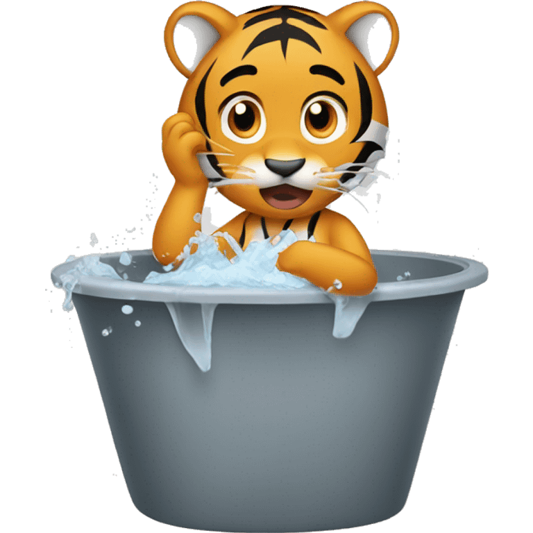 A tiger washing his hair emoji