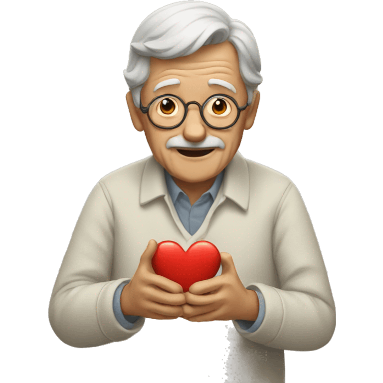 An old man making a heart with his hands emoji