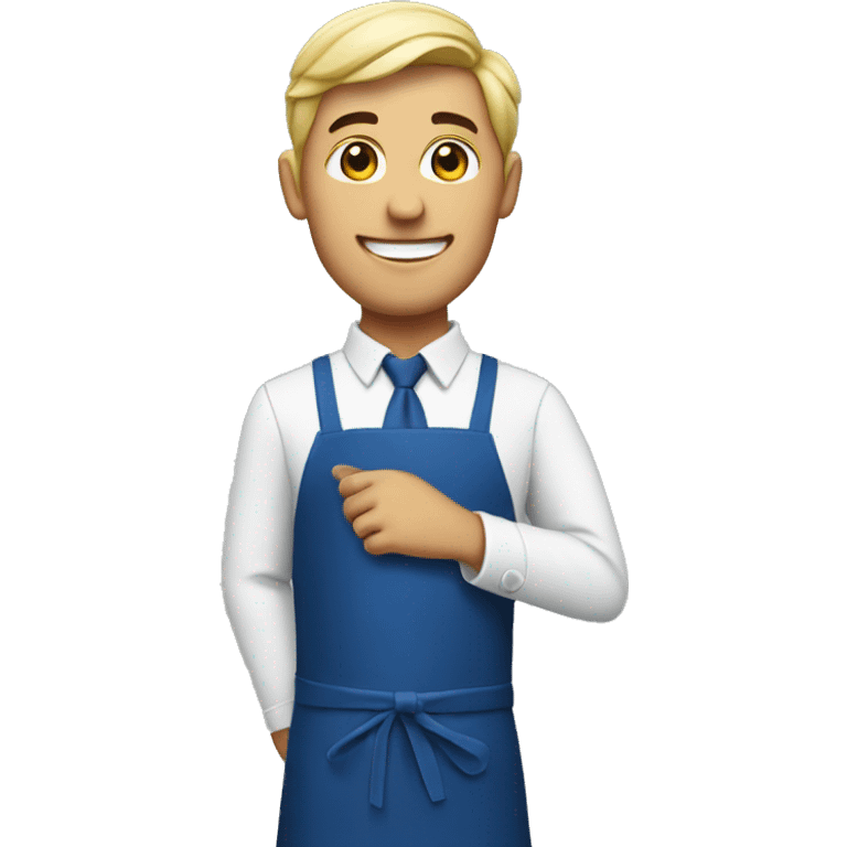 waiter in a blue apron emoji