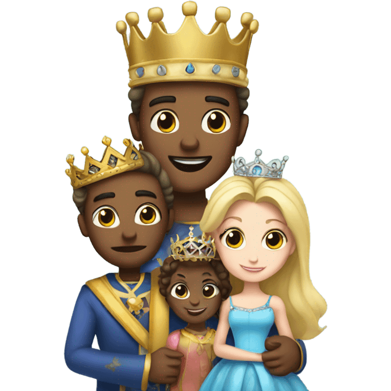 King and queen holding one prince and 2 princesses emoji