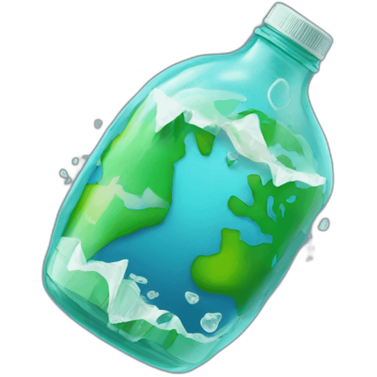 the earth as broken plastic bottle emoji