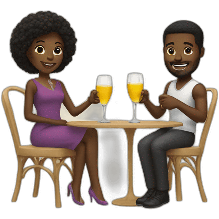 black couple toasting glasses emoji