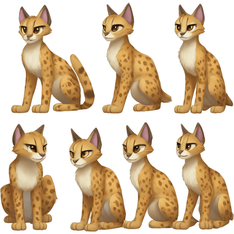 Anthro Beige-Orange-Brown Spotted Fur-Sona-Fakemon Lynx-Caracal-Serval-Cheetah Full Body emoji