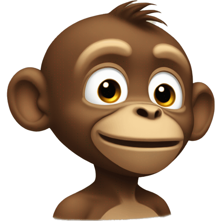 Viewed from the side, a cute little monkey is raising his chin emoji