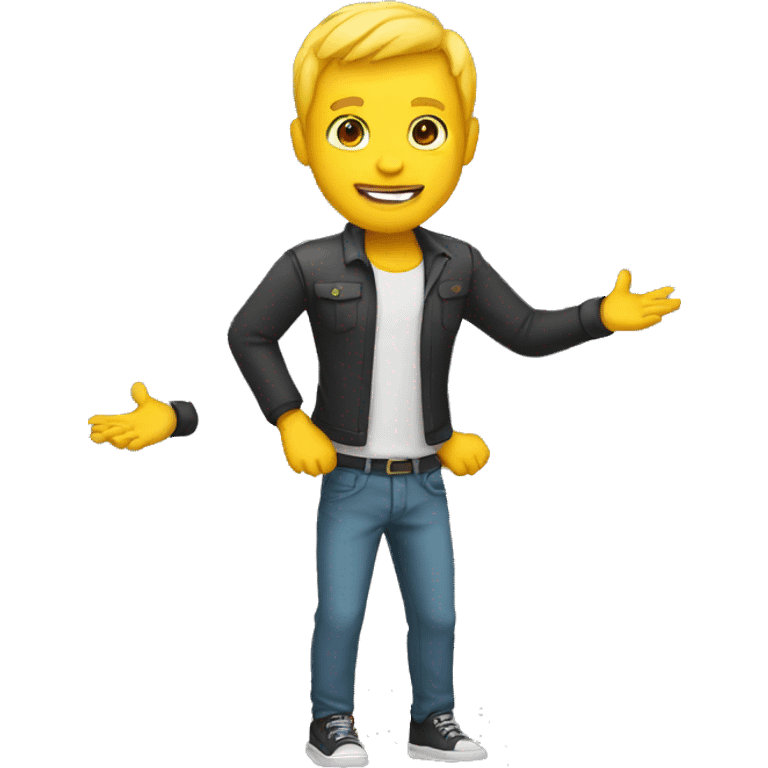  Man with yellow skin and legs raising both arms emoji