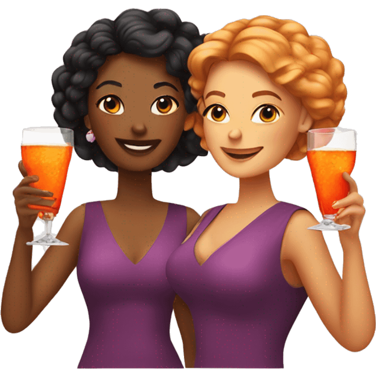 Three bright women drinking aperol spritz emoji