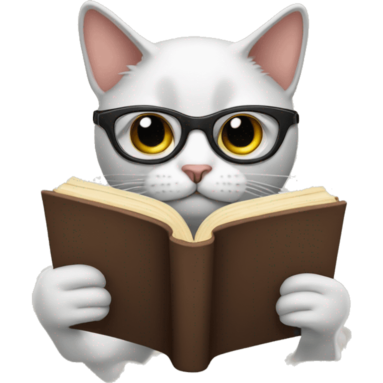 cat with googles reading a book emoji