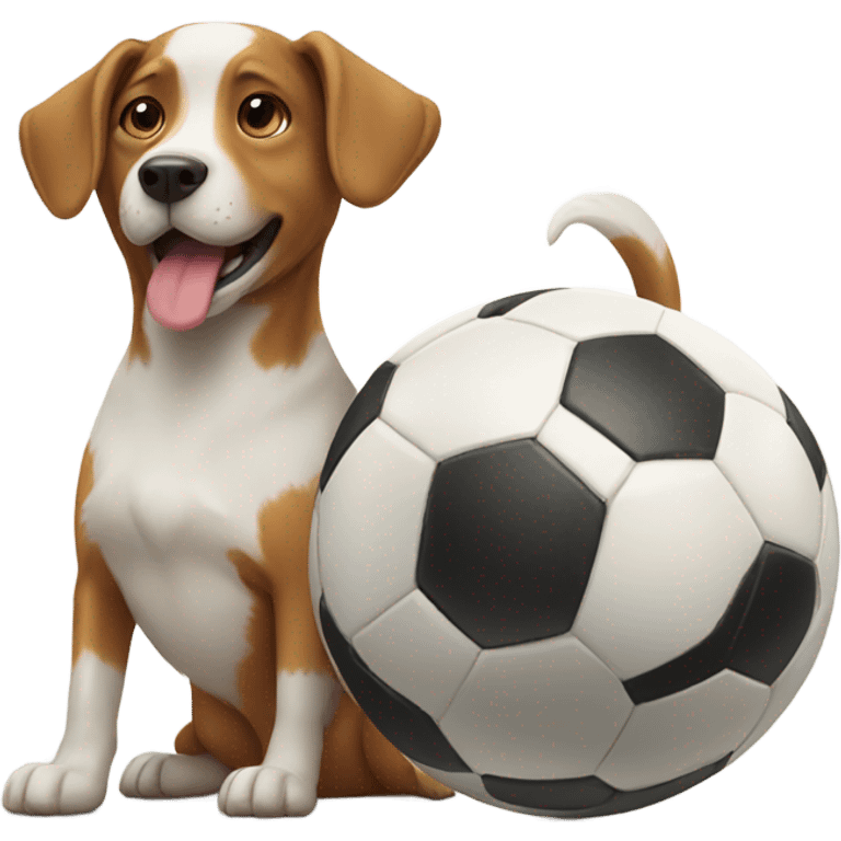 Two dogs playing soccer emoji