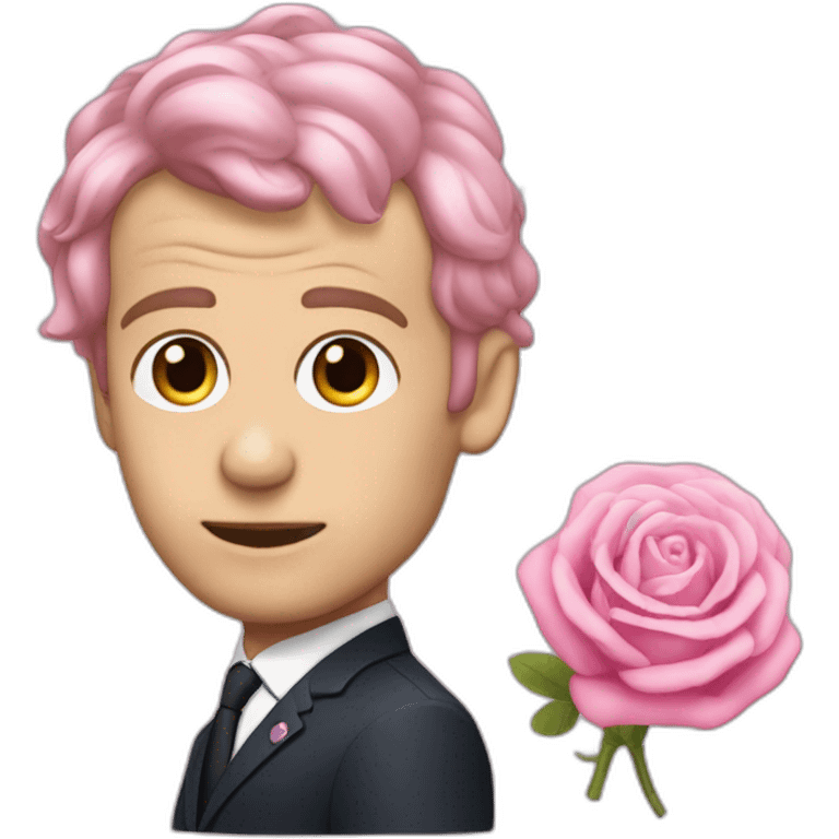 Macron avec les cheveux rose emoji