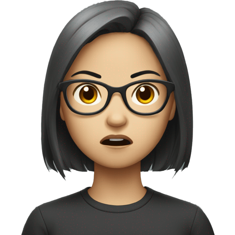 Asian girl with glasses angry emoji