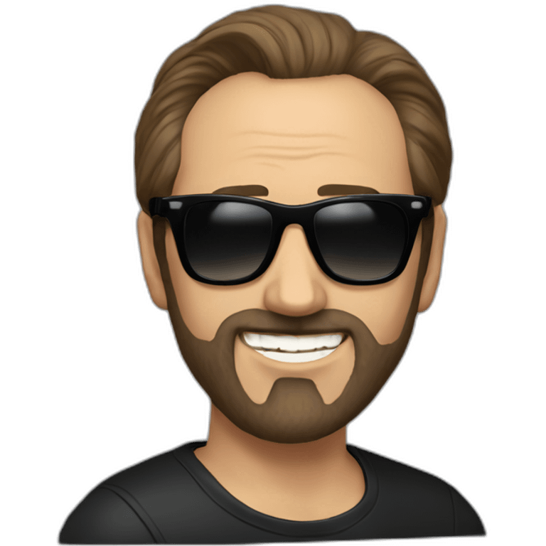 nicolas cage with a beard and black Wayfarer sunglasses emoji