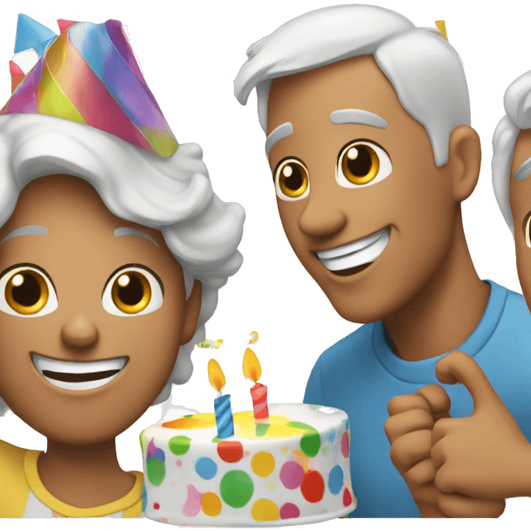 happy birthday 3 white adults emoji