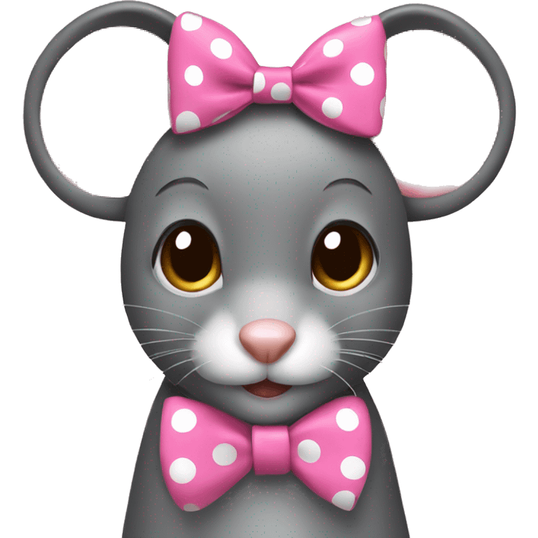 Girl mouse animal with pink polka dot bow on head emoji