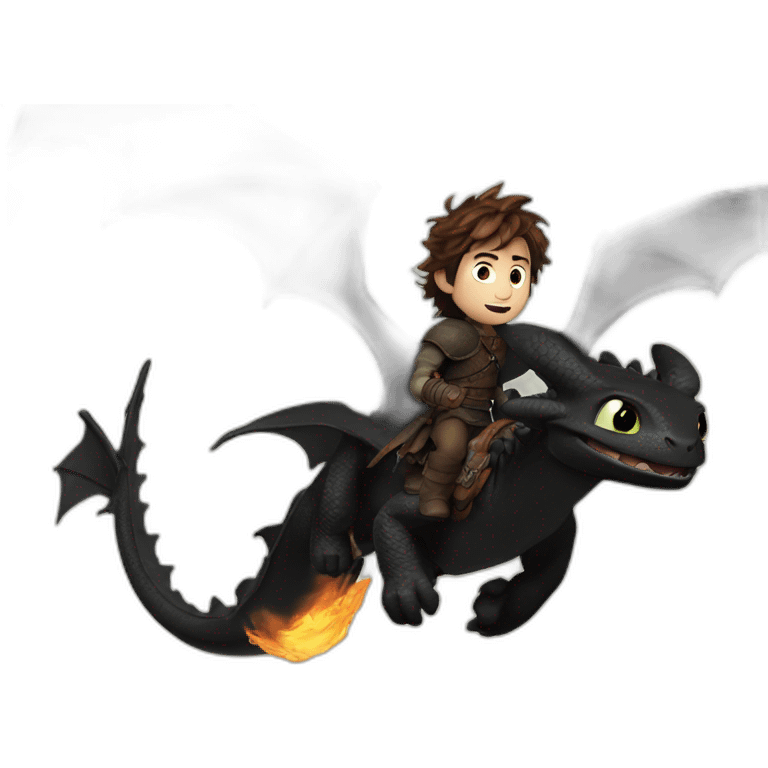 Hiccup flying on a dragon toothless emoji