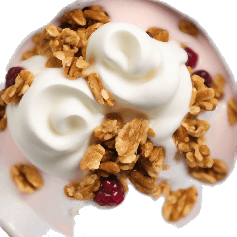 vanilla yogurt parfait with granola in a bowl emoji