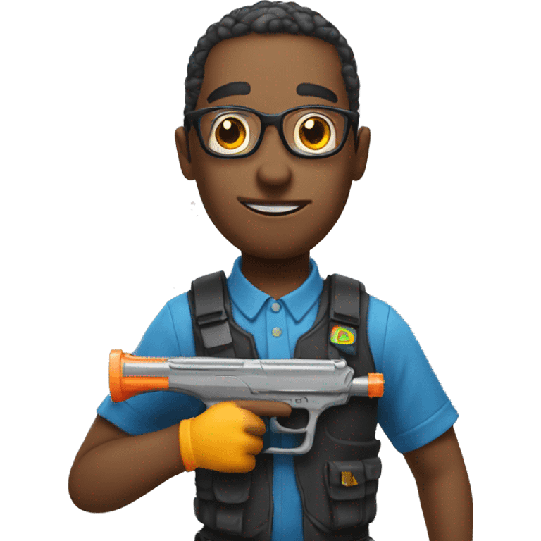 nerd emoji holding a water gun emoji