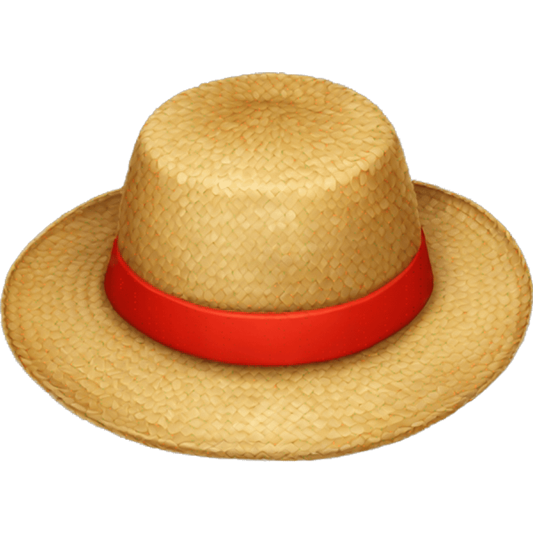 Red banded straw hat emoji