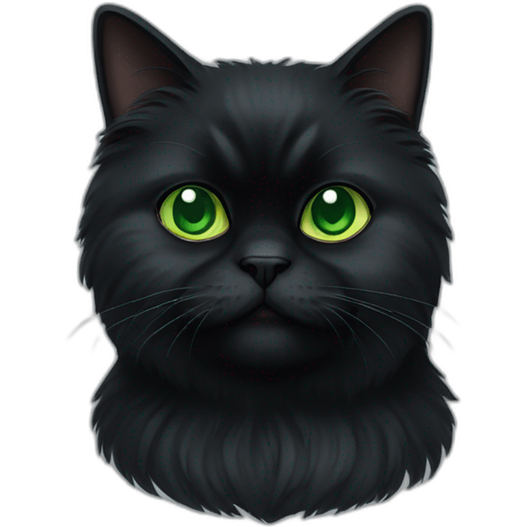 black persian cat with green eyes emoji