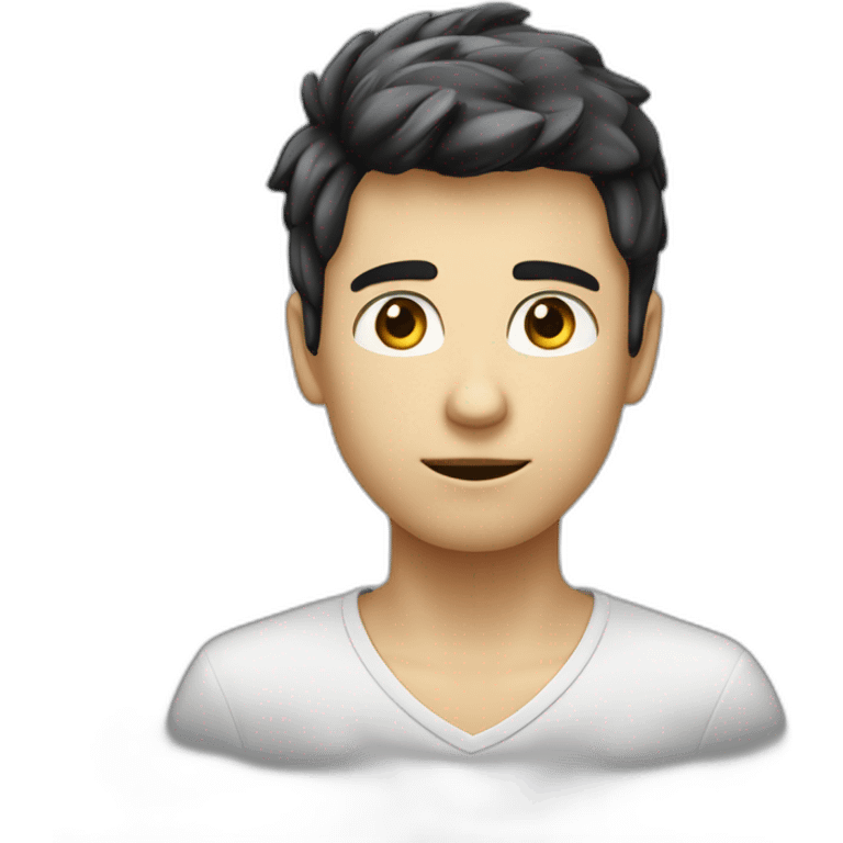 Un garçon un pas trop blanc au cheveux noir et au yeux sombre uq emoji