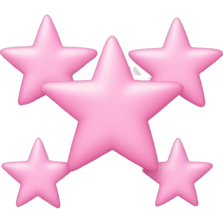 Three small pink , 4-pointed stars grouped together. The stars have a slightly elongated shape, giving them a twinkling effect. They vary in size, with the largest star in the center and two smaller stars on either side.  emoji