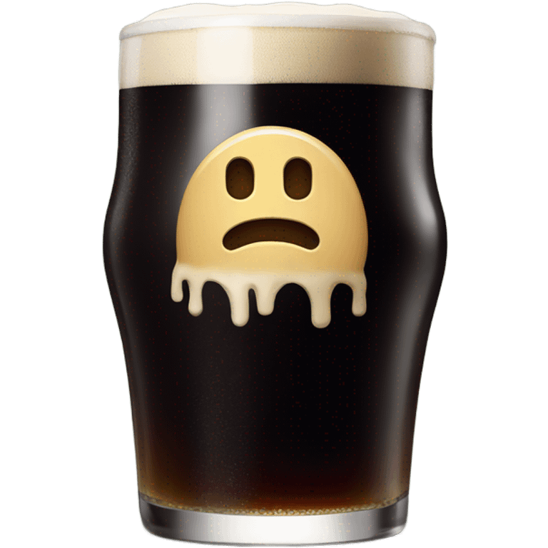 Pint of Guinness with creepy smiley face emoji