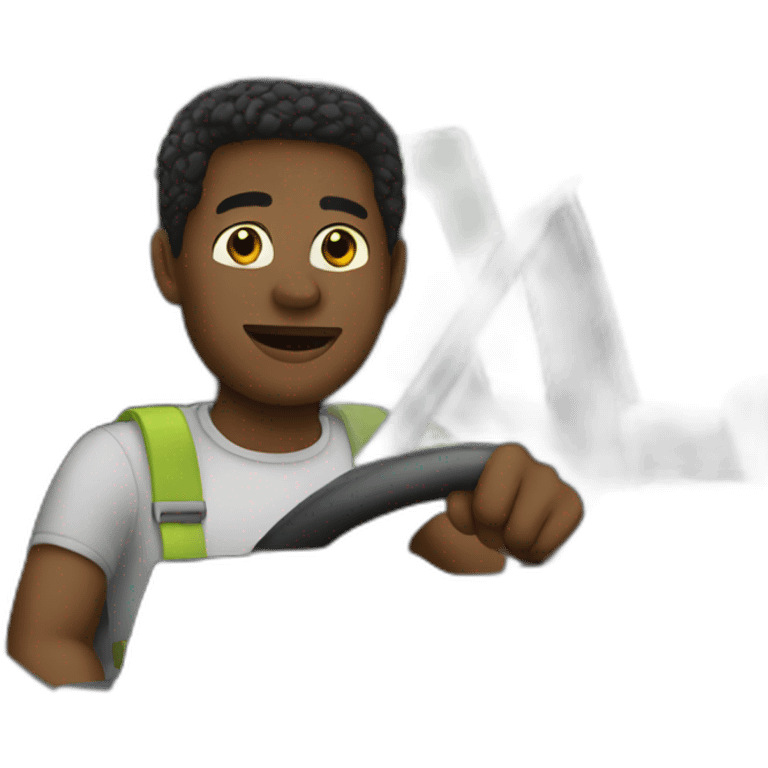 Black man driving emoji