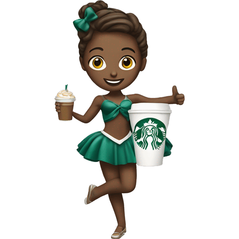 dancer holding starbucks with a bow  emoji