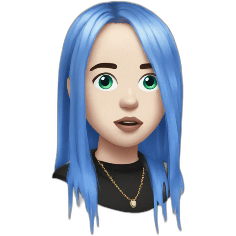 Billie eilish chanteuse cheveux bleus yeux bleus emoji