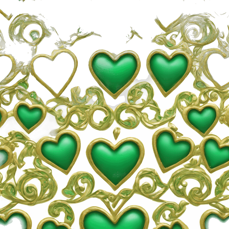 fancy gold filigree green heart emoji