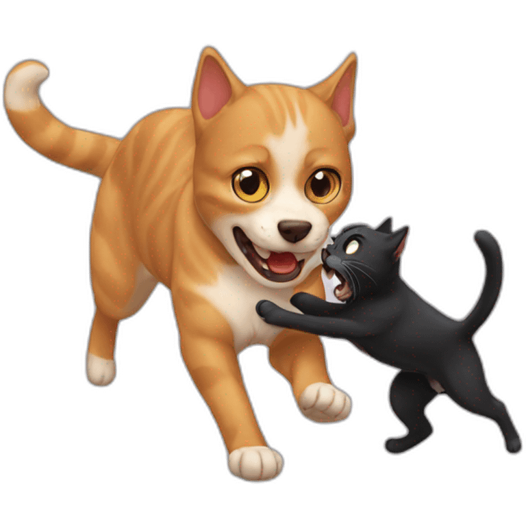 cat attacking dog emoji