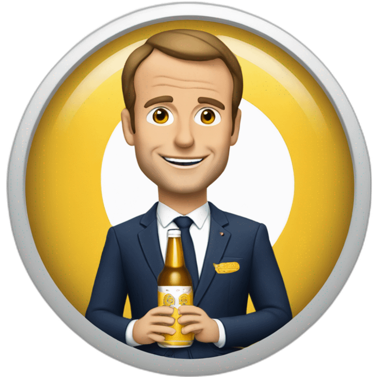 Macron boit une bière emoji